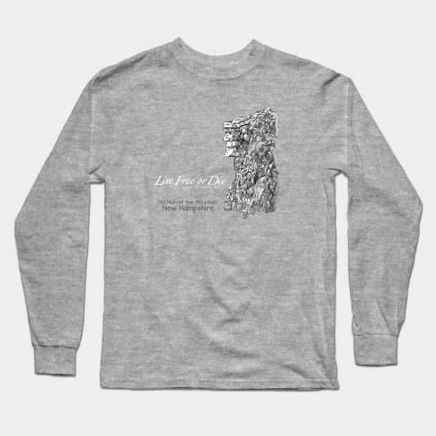 Old Man of the Mountain LIVE FREE or DIE Long Sleeve T-Shirt by DDGraphits